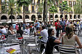 Sidewalk Cafes On The Placa Del Reial, Barcelona, Spain