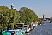 Houseboats At The Quays And The Nieuwe Vaart Canal, Amsterdam, Netherlands