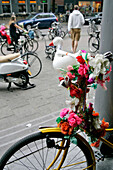 Street Scene With Decorated Bicycles, Amsterdam, Netherlands