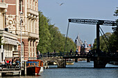 Raised Bridge Over The Staalstraat And Kloveniersburgwal Canal, Amsterdam, Netherlands