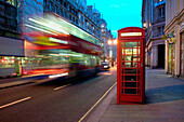 English Red Bus And Telephone Booth, Symbol Of England, London, Great Britain