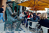 Statue Of Fernando Pessoa, Portuguese Poet, A Brasileira Cafe, Chiado Quarter, Lisbon, Portugal