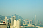 View from hotel window in Causeway Bay upon skyline, Hong Kong, China