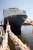 Cargo ship at quay, Port of Hamburg, Germany