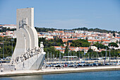 Discoveries Monument, Padrao dos Descobrimentos; Marina seen from the Tagus River, Lisbon, Lisboa, Portugal