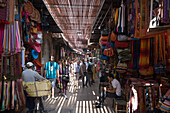Light and shadow in a Souk market, Marrakesh, Morocco, Africa