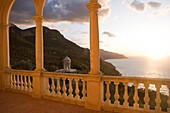 Terrace of Son Marroig Mansion and Gazebo at Sunset, near Deia, Mallorca, Balearic Islands, Spain, Europe