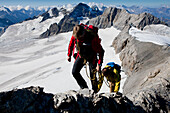 Two mountaineers ascending, Clariden, Canton of Uri, Switzerland