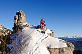 Snowshoeing, Kampenwand, Chiemgau, Bavaria, Germany, model released