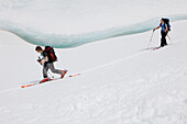 Two back-country skiers near lake Iffigsee, Bernese Oberland, Canton of Bern, Switzerland