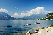 Boats at beach of Lake Como, Lombardy, Italy