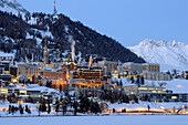St. Moritz in the evening, Engadin, Grisons, Switzerland