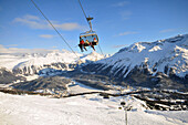 Ski lift, ski area Corviglia, St Moritz, Engadin, Grisons, Switzerland
