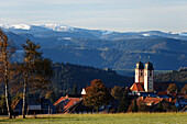 View over Sankt Maergen to mount Feldberg, St. Maergen, Baden-Wurttemberg, Germany
