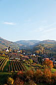 Blick über Sasbachwalden im  Herbst, Baden-Württemberg, Deutschland