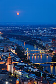 Cityscape with Frankfurt Cathedral, Cathedral of Saint Bartholomeus at night, Frankfurt am Main, Hesse, Germany