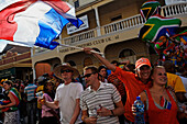 Football world cup final draw, 04.12.2009, fans celebrate the drawing of the first round, Long street, Capetown, Western Cape, South Africa, Africa