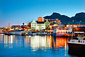 Victoria and Alfred Waterfront at night, Cape Town, Western Cape, South Africa, Africa