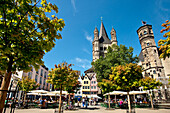 Fischmarkt and Great St. Martin church, Old town, Cologne, North Rhine-Westphalia, Germany