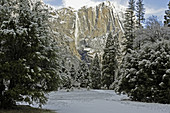 Yosemite Falls with snow