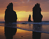 Three Sisters at Sunset Tongaporutu North Taranaki New Zealand