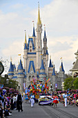 Daily Parade with Dancers and Floats at Walt Disney Magic Kingdom Theme Park Orlando Florida Central