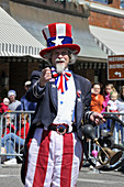 Uncle Sam on Patriotic Float in Strawberry Festival Parade Plant City Florida