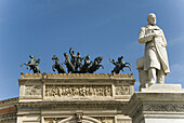 Quadriga on top of theTeatro Politeama Garibaldi,  Palermo,  Sicily,  Italy  In Front,  Sculpture of Garibaldi
