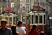 Tramways at Istiklal Caddesi,  an important commercial avenue in Istanbul,  Turkey
