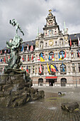Brabo Fountain in Grote Markt,  Antwerp. Belgium