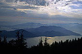 Howe Sound and Bowen Island viewed from Howe Sound Crest Trail,  Coast Mountains,  British Columbia,  Canada