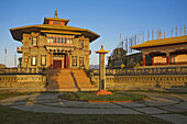 India,  Sikkim,  Ravangla Rabongla,  Karma Theckhling Monastery - a new monastery - made in traditional Sikkim style of stone and mud with Eight corners