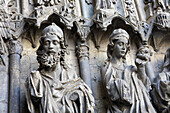 Detail on the Gothic sculptures of the San Francisco gate,  cathedral,  Leon. Castilla-Leon,  Spain