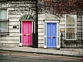 two colourful doors in Dublin City,  Ireland