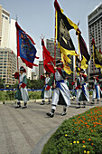 Deoksugung Palace Guards marching during the changing of the guards Seoul,  South Korea