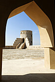 historic adobe fortification As Suwayq Fort or Castle,  Batinah Region,  Sultanate of Oman,  Arabia,  Middle East
