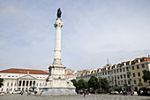 Portugal,  Lisbon  King Dom Pedro IV statue and National Theatre in Rossio