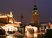 Poland,  Krakow,  Main Market Square at Christmas