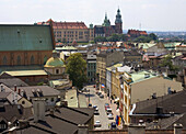 Poland,  Krakow,  cityline from high