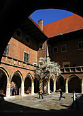 Krakow,  Oldest school in Poland,  courtyard of Collegium Maius Museum,  Jagiellonian University,  Old Town District,  UNESCO,  spring