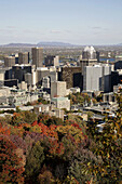 Canada,  Quebec,  Montreal,  skyline,  autumn foliage