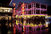 China,  Jiangsu Province,  Suzhou,  street scene at night