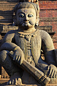 Nepal,  Kathmandu Valley,  Bhaktapur,  Myatapola Temple,  Malla guardian statue