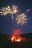 Fireworks at Stolzenfels castle, Rhein in Flammen, near Koblenz, Rhine, Rhineland-Palatinate, Germany