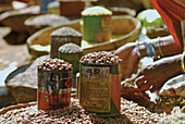 Beans at at stall at local market, Tribal region in Koraput district in southern Orissa, India, Asia