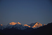View at the Kangchenjunga mountain at sunrise, Sikkim, Himalaya, Northern India, Asia
