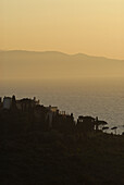 Villa above the sea on  Monte Argentari with Isola del Giglio in the back, Grosseto Region, Tuscany, Italy, Europe