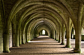 Fountains Abbey, Ripon, North Yorkshire, England, Großbritannien, Europa, Fountains Abbey eine der größten und besterhaltenen Zisterzienseranlagen in England