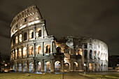 Roman Colosseum at night, Rome, Italy, Europe
