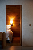 Schlafzimmer, Rocksresort, Laax, Kanton Graubünden, Schweiz